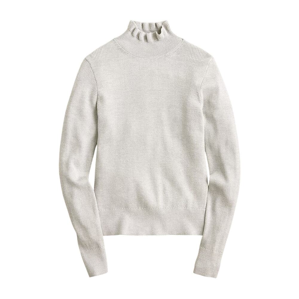 J. Crew Metallic merino wool ruffleneck sweater NEW